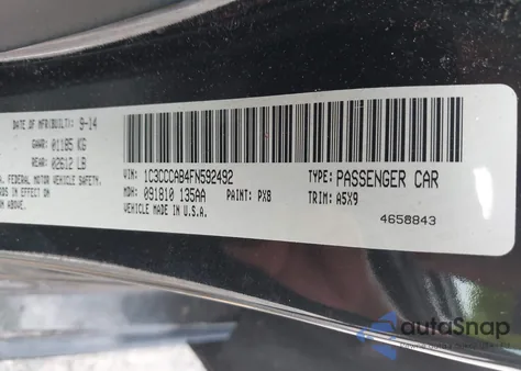 2015 Chrysler 200 Limited z USA, uszkodzony, nr VIN 1C3CCCAB4FN592492